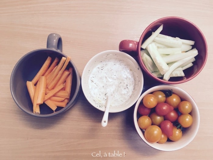 Bâtonnets de crudités à tremper