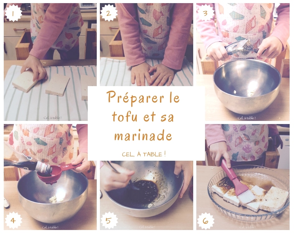 étapes pour préparer le tofu et sa marinade